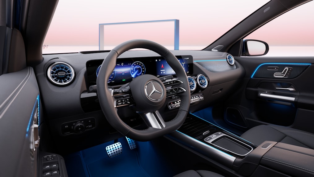 Blick in einen Mercedes-Benz EQA, Innenansicht.