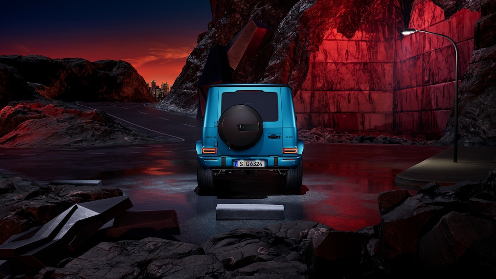 Ansicht des Innenraums eines Mercedes-AMG G 63 mit schwarzen Sitzen