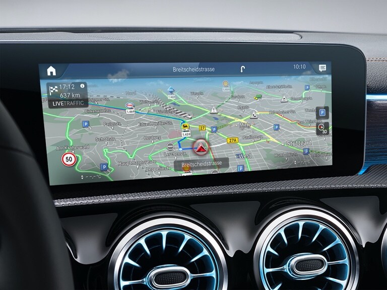 In der Head-Unit des Fahrzeugs ist der Dienst Car-to-X-Communication geöffnet.