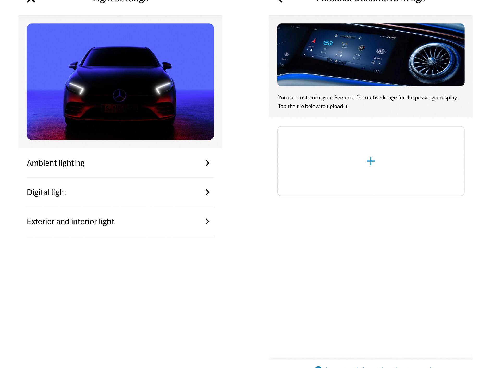 Das Display des MBUX Multimediasystems zeigt das Digitale Extra Personalisierung.