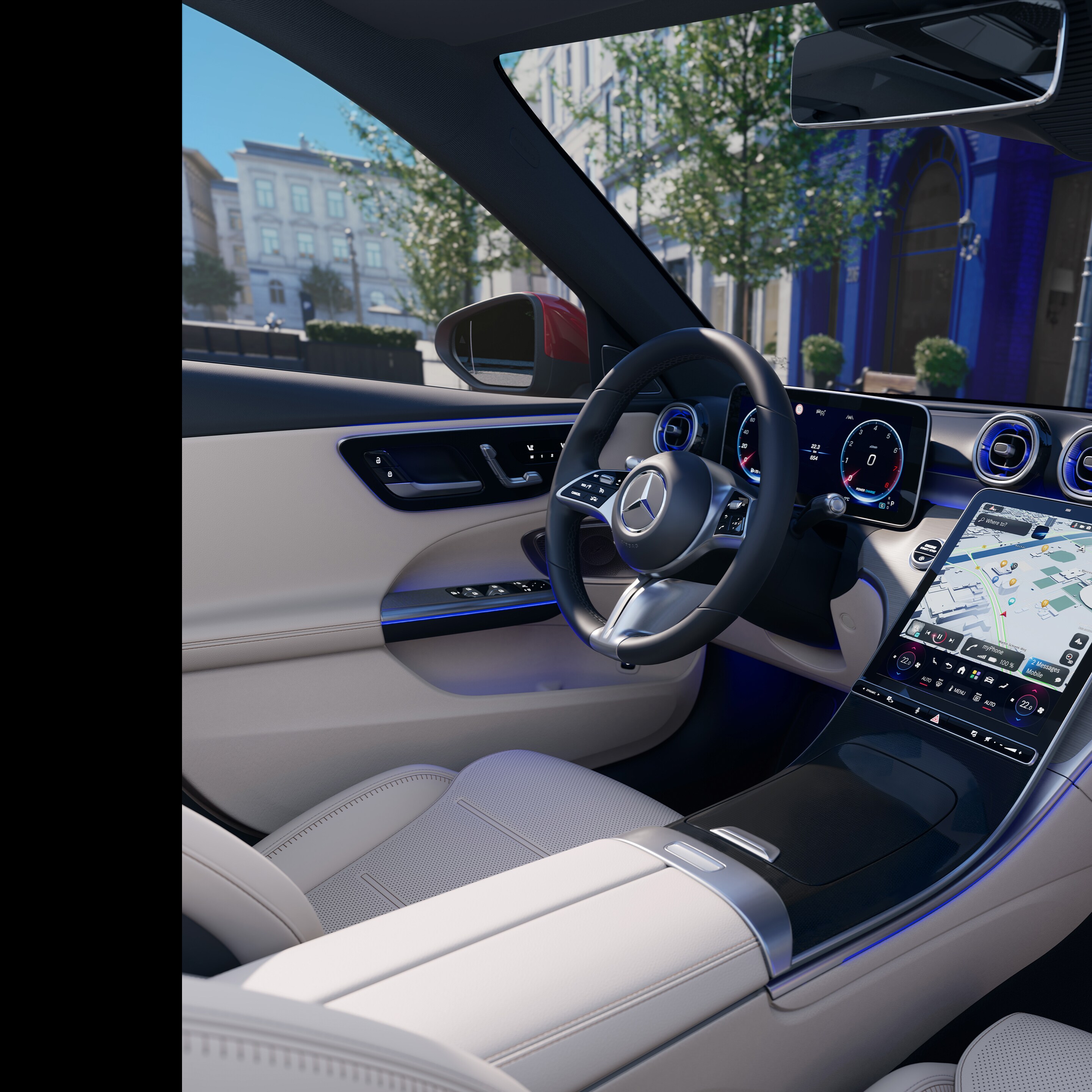 Das Interieur des neuen C-Klasse T-Modells von Mercedes-Benz.