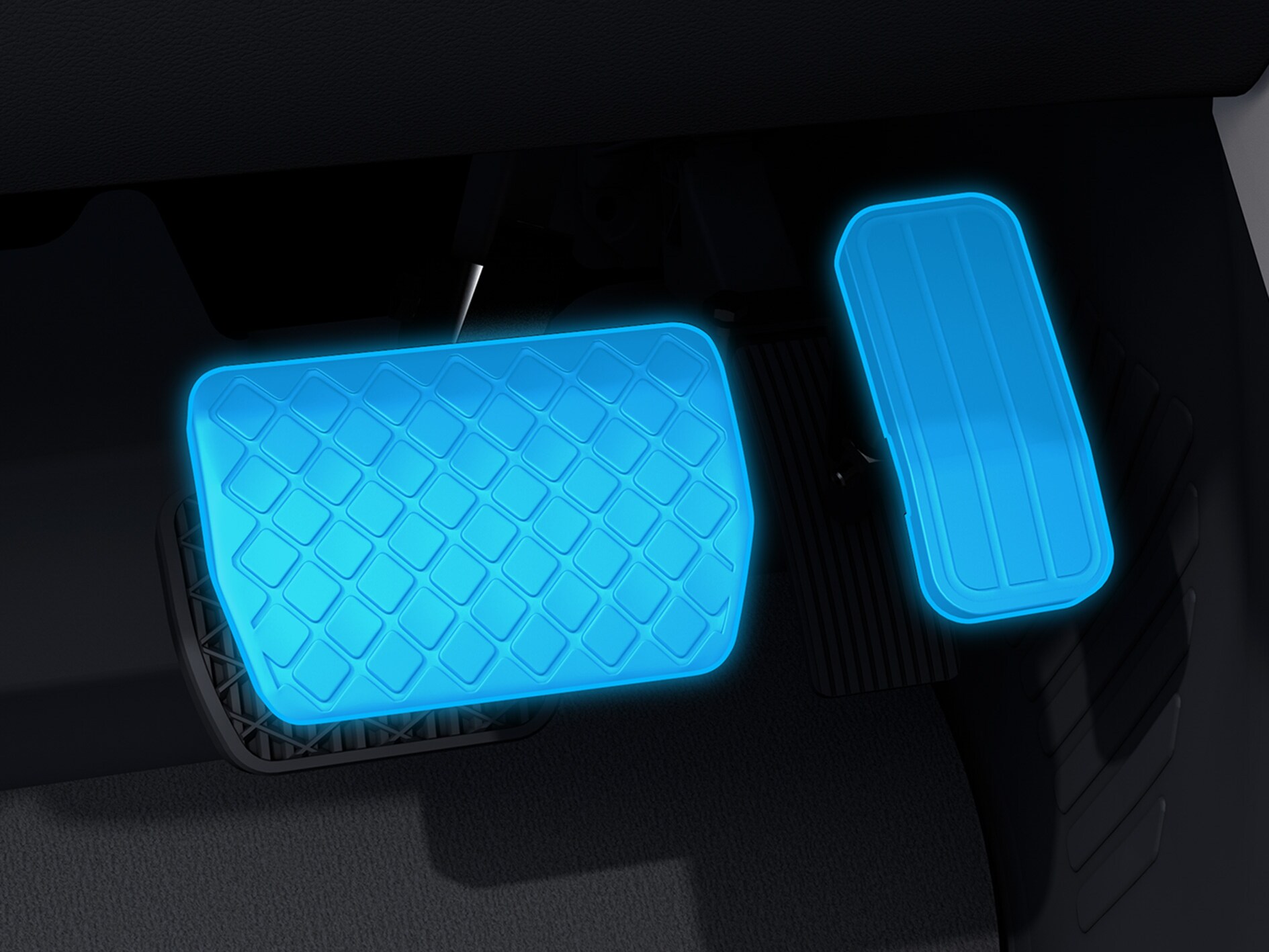 Eine Detailaufnahme der Pedalerhöhung in Verbindung mit einem behindertengerechten Auto.