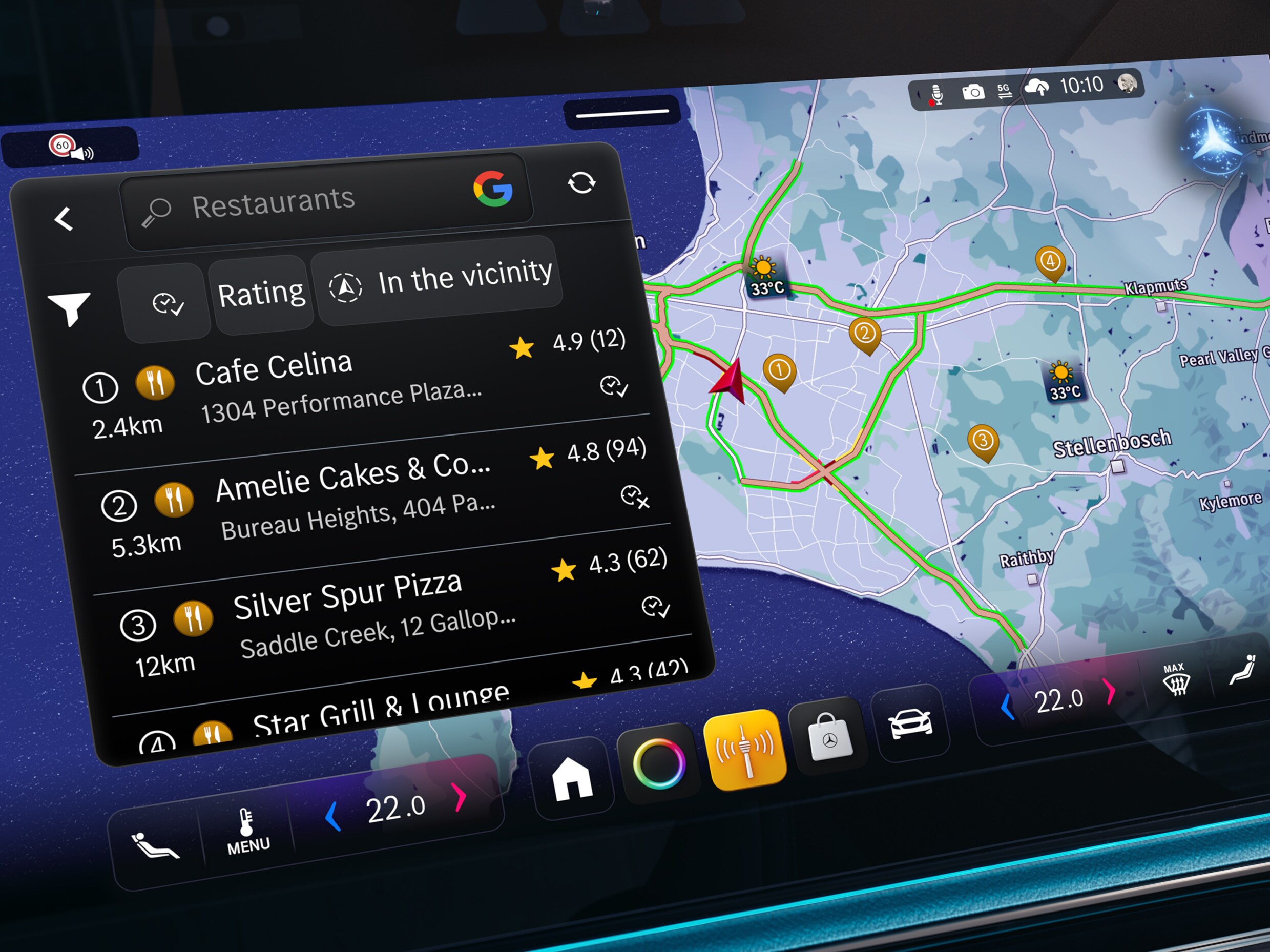 Google Navigation des CLA von Mercedes-Benz.