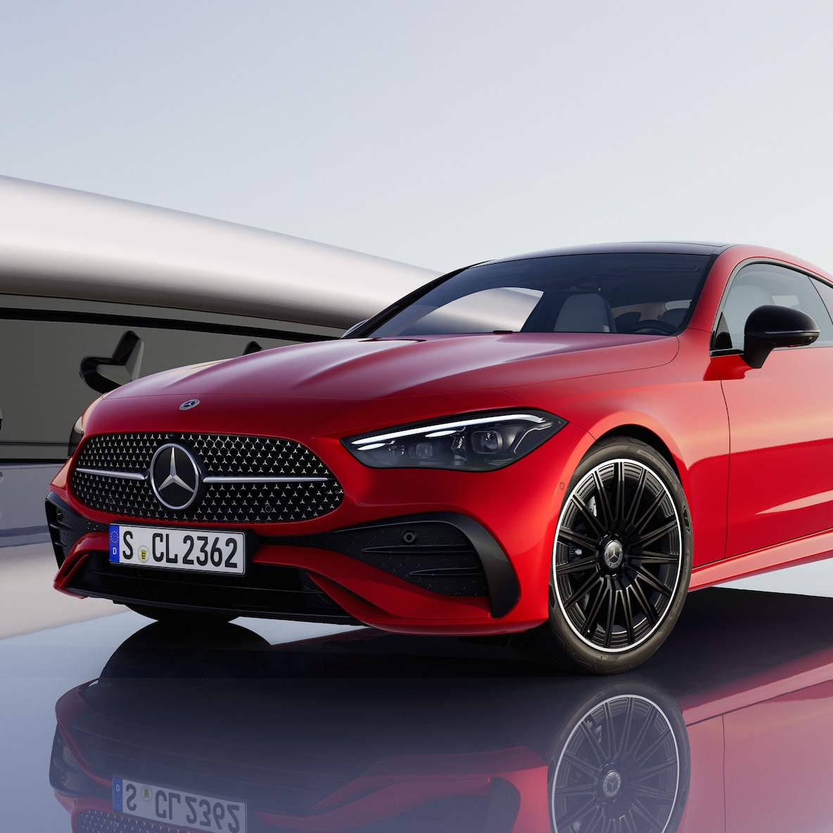 Das neue Mercedes-Benz CLE Coupé in einer Frontansicht.