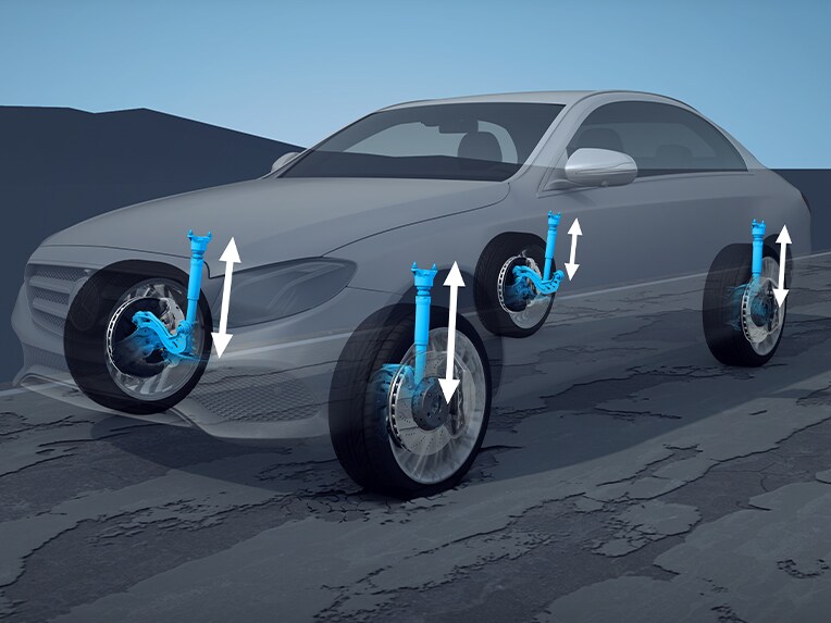 Die AIRMATIC Luftfederung des EQS von Mercedes-Benz.
