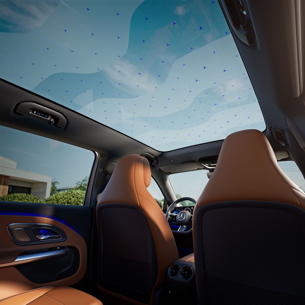 Das SKY CONTROL Panoramadach des neuen elektrischen GLB.
