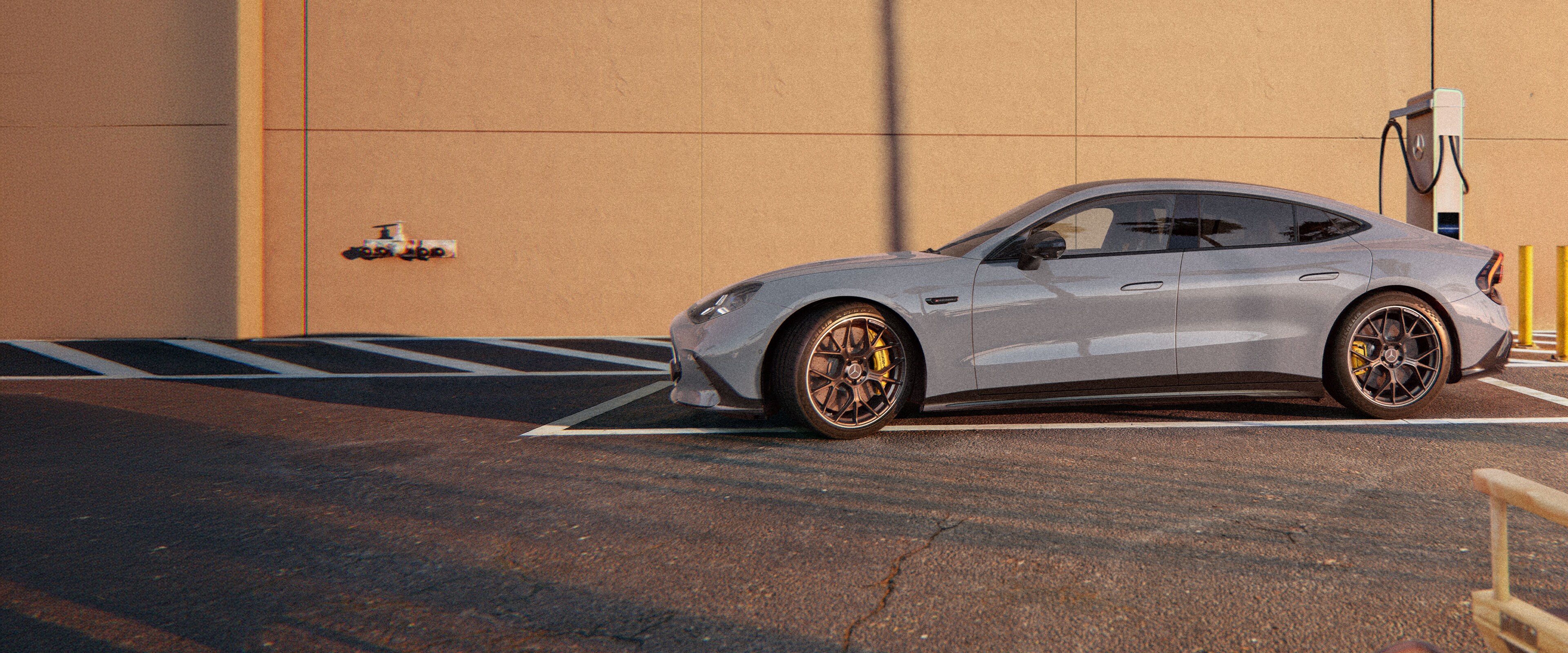 Eine Detailansicht der Front des Vision AMG Fahrzeugs.