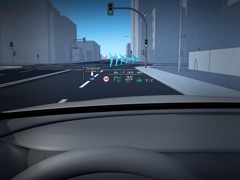 Das MBUX Augmented Reality Head-up-Display der Mercedes-Maybach S-Klasse.