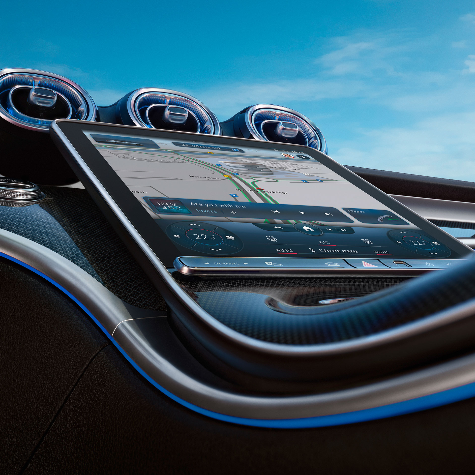 MBUX Zero Layer: Vorteile Das Bild zeigt das Touch-Display in der neuen Mercedes-Benz C-Klasse.
