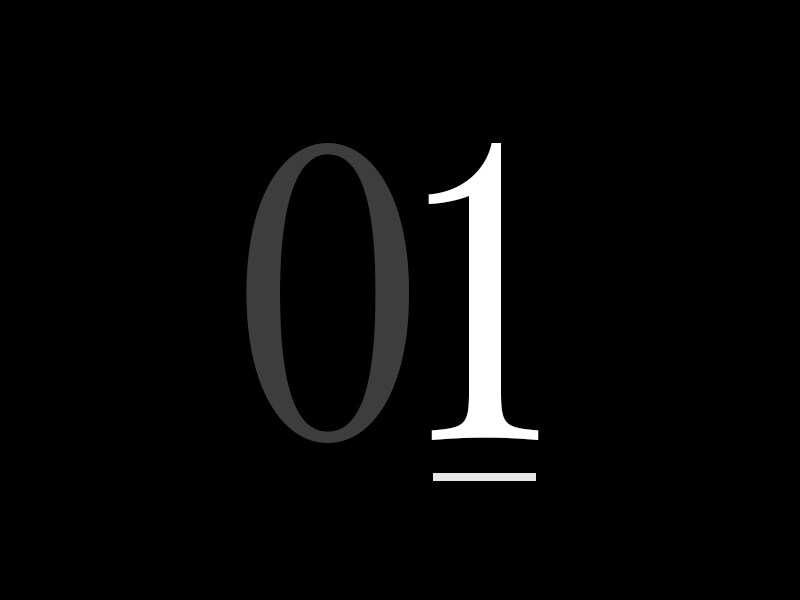 Eine große Zahl „01“.