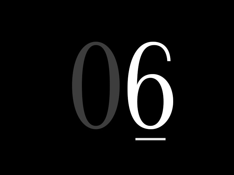 Eine große Zahl „06“.