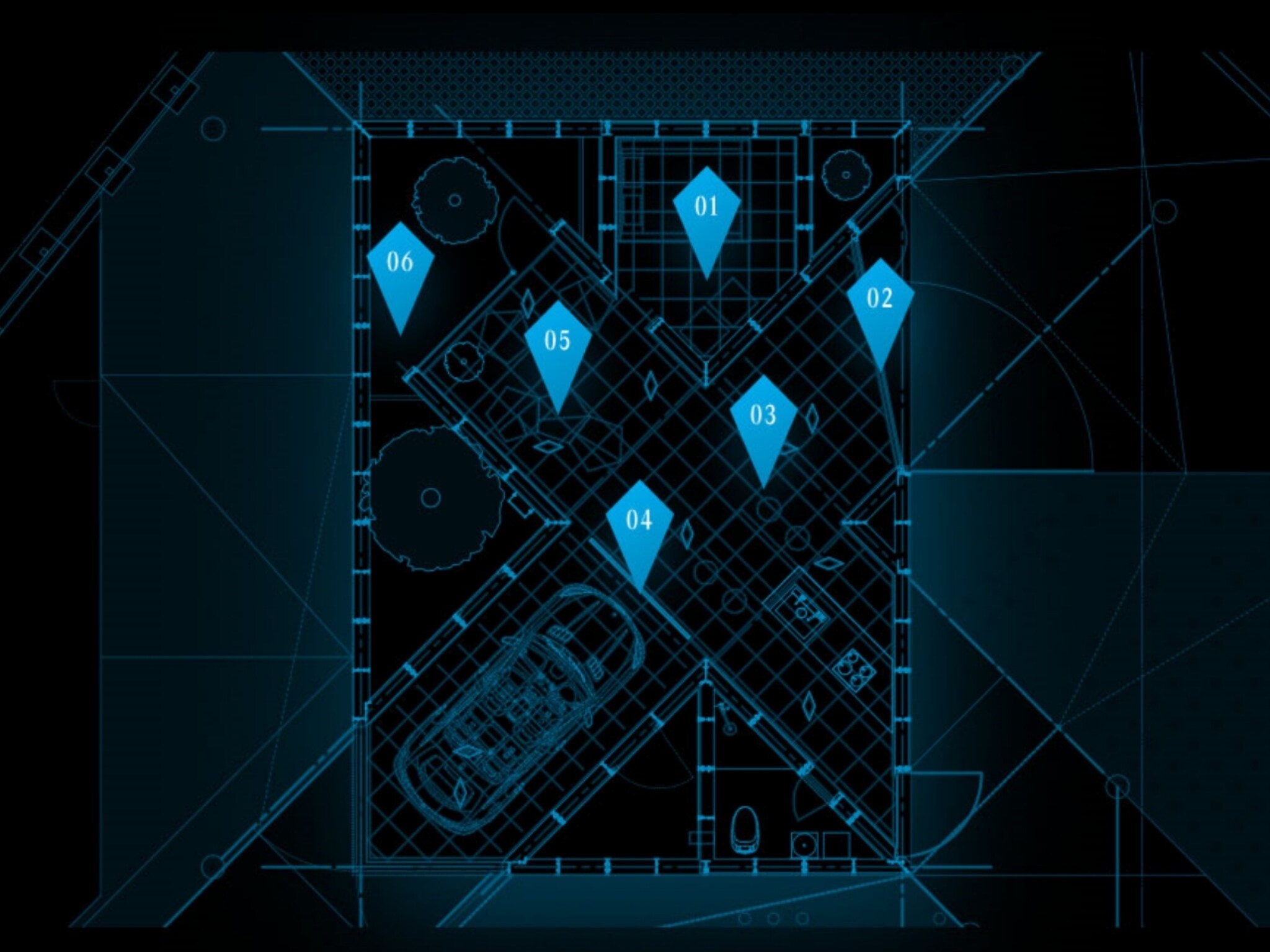 Mehrer blaue Pfeile visualisieren ein internationales Ladenetzwerk