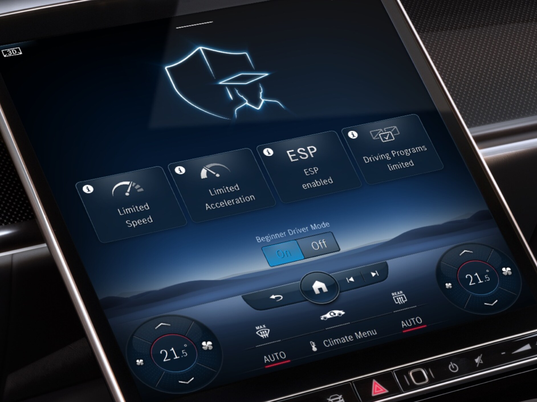 Der Fahranfänger- und Parkdienstmodus auf dem Display Ihres Mercedes-Benz.