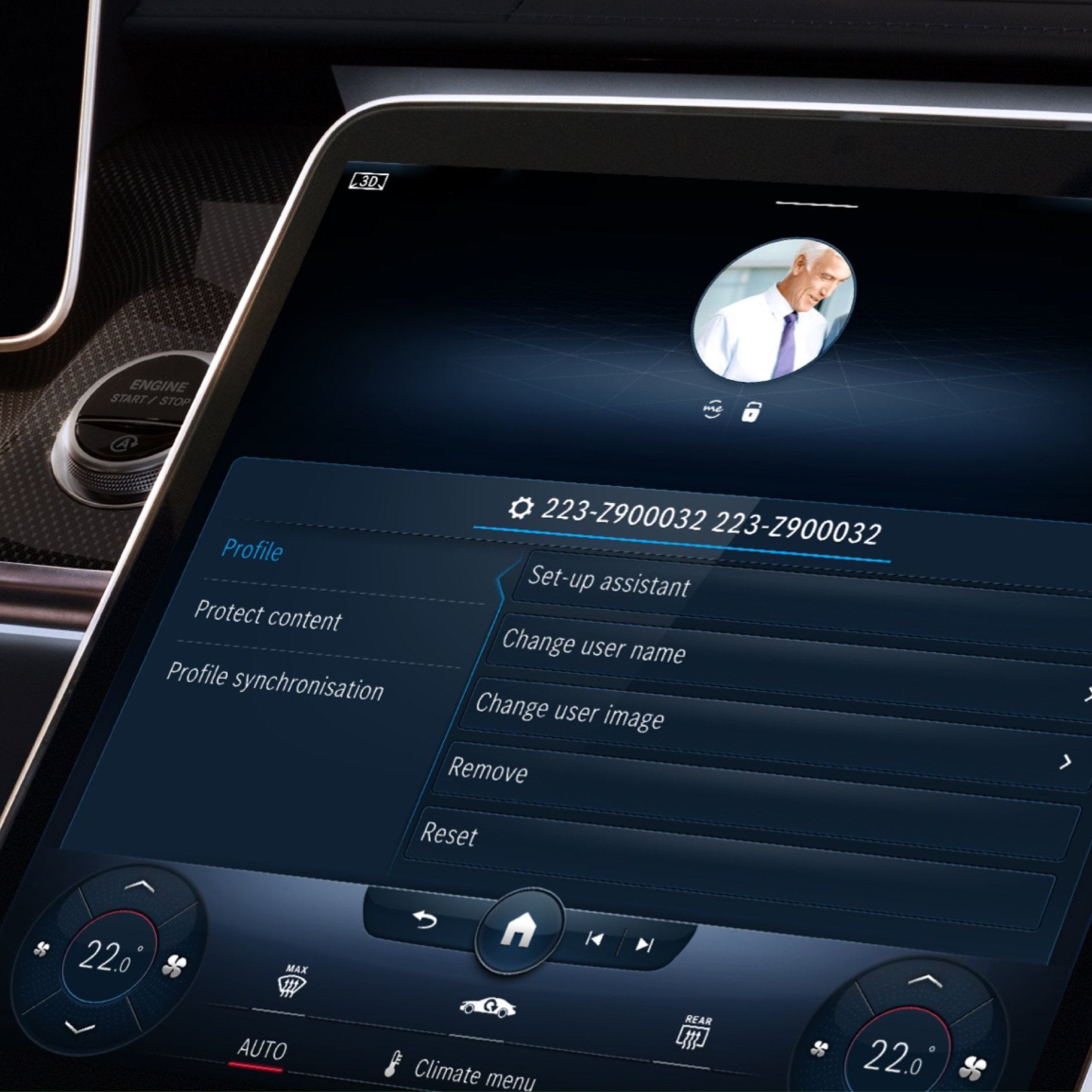 Personalisierung | Remote | Mercedes me Das Display des MBUX Multimediasystems zeigt das Digitalen Extra Personalisierung.