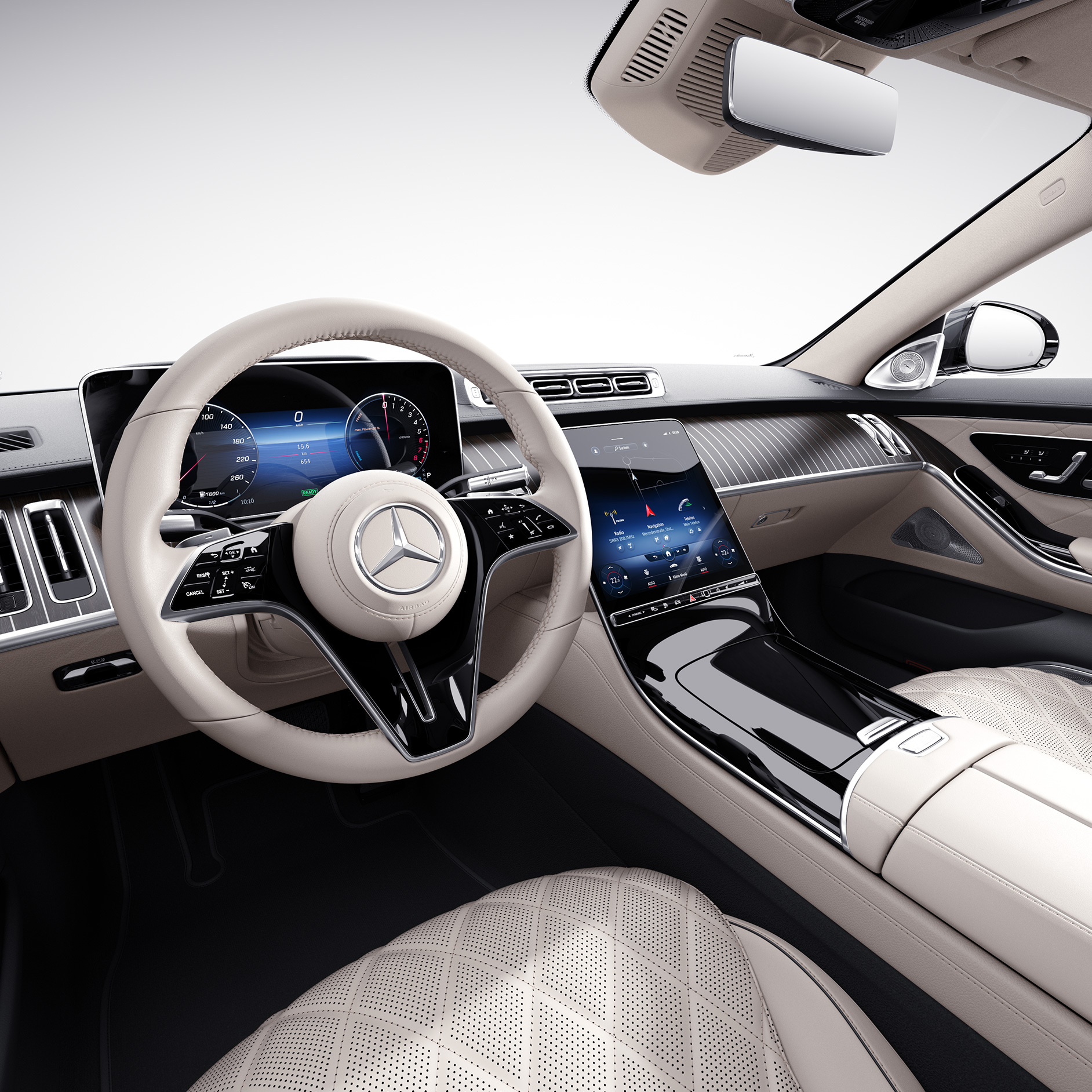 DRIVE PILOT | Mercedes-Benz Intelligent Drive Das Fahrerdisplay der Mercedes-Benz S-Klasse Limousine.