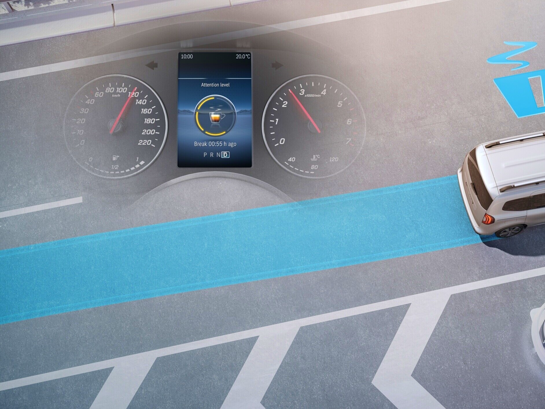 Der Aufmerksamkeits-Assistent ATTENTION ASSIST des Mercedes-Benz eCitan Kastenwagen.