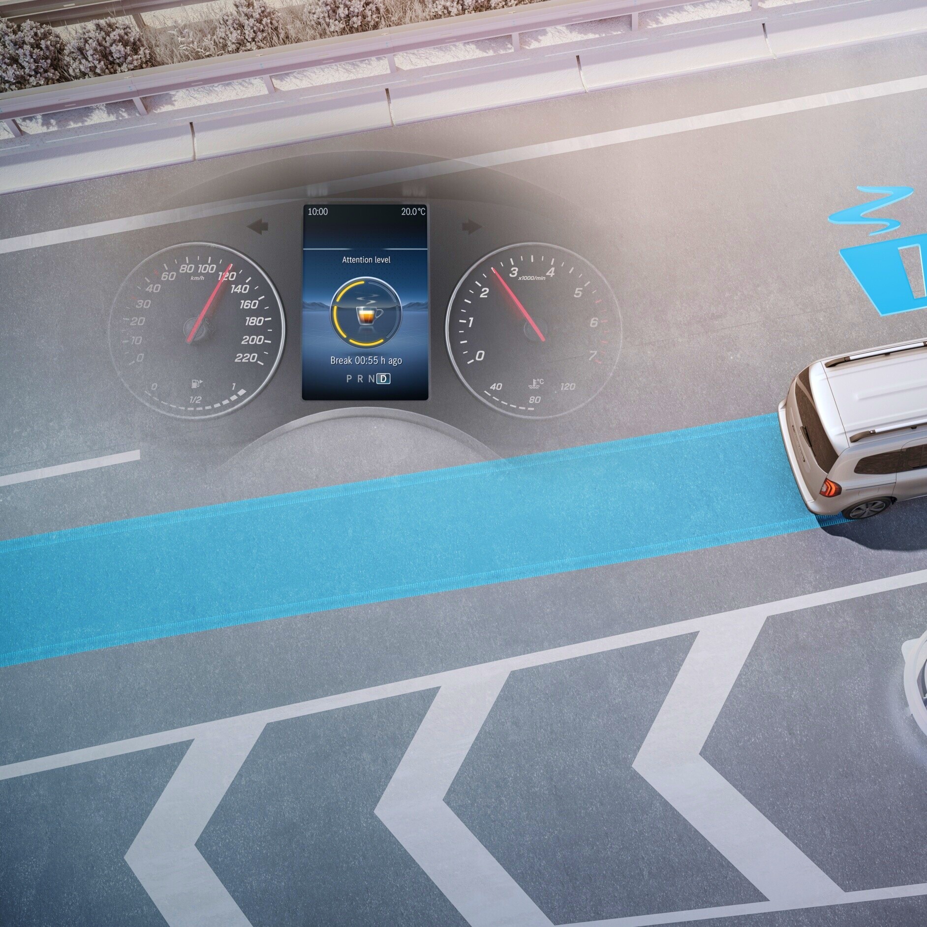 ATTENTION ASSIST | eCitan Kastenwagen | Mercedes-Benz Der Aufmerksamkeits-Assistent ATTENTION ASSIST des Mercedes-Benz eCitan Kastenwagen.