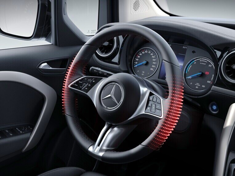 Das beheizte Multifunktionslenkrad des Mercedes-Benz eCitan Tourer.