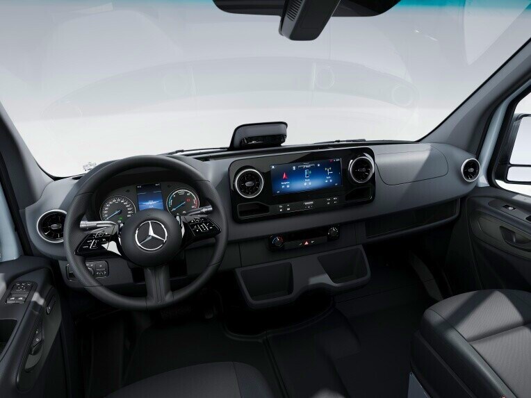 Die Fahrerkabine des Mercedes-Benz eSprinter Kastenwagen in der Ausstattungslinie BASE.
