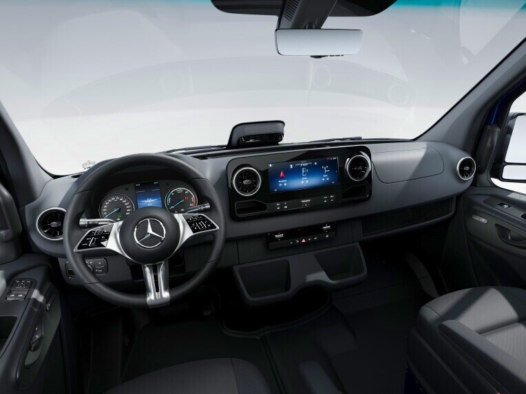 Die Fahrerkabine des Mercedes-Benz eSprinter Kastenwagen in der Ausstattungslinie PRO.