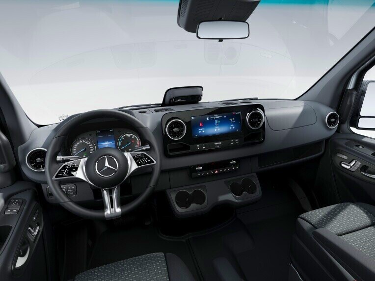 Die Fahrerkabine des Mercedes-Benz eSprinter Kastenwagen in der Ausstattungslinie SELECT.