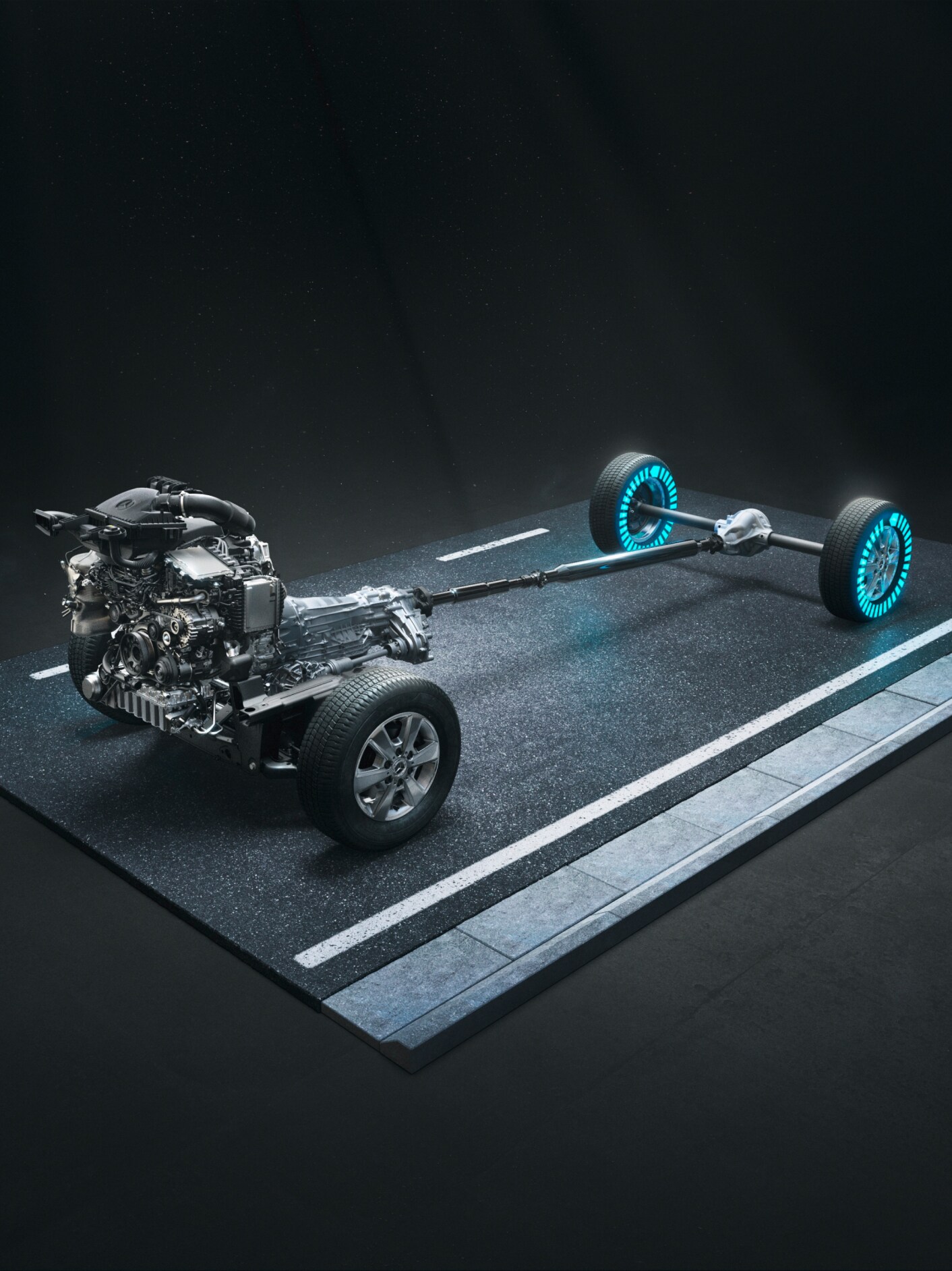 Der Allradantrieb 4x4 mit Torque-on-Demand des Sprinter Fahrgestells.