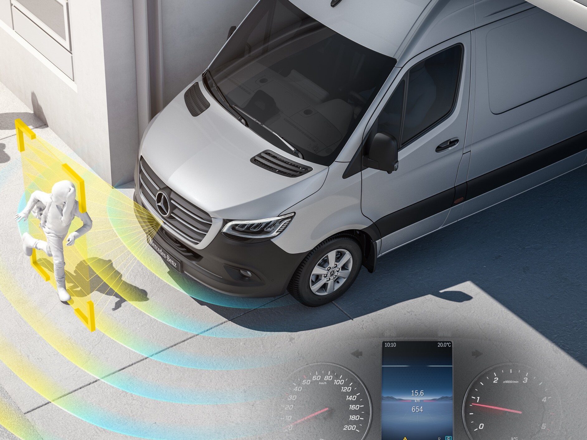 Der Mercedes-Benz Citan mit den Fahrassistenzsystemen.