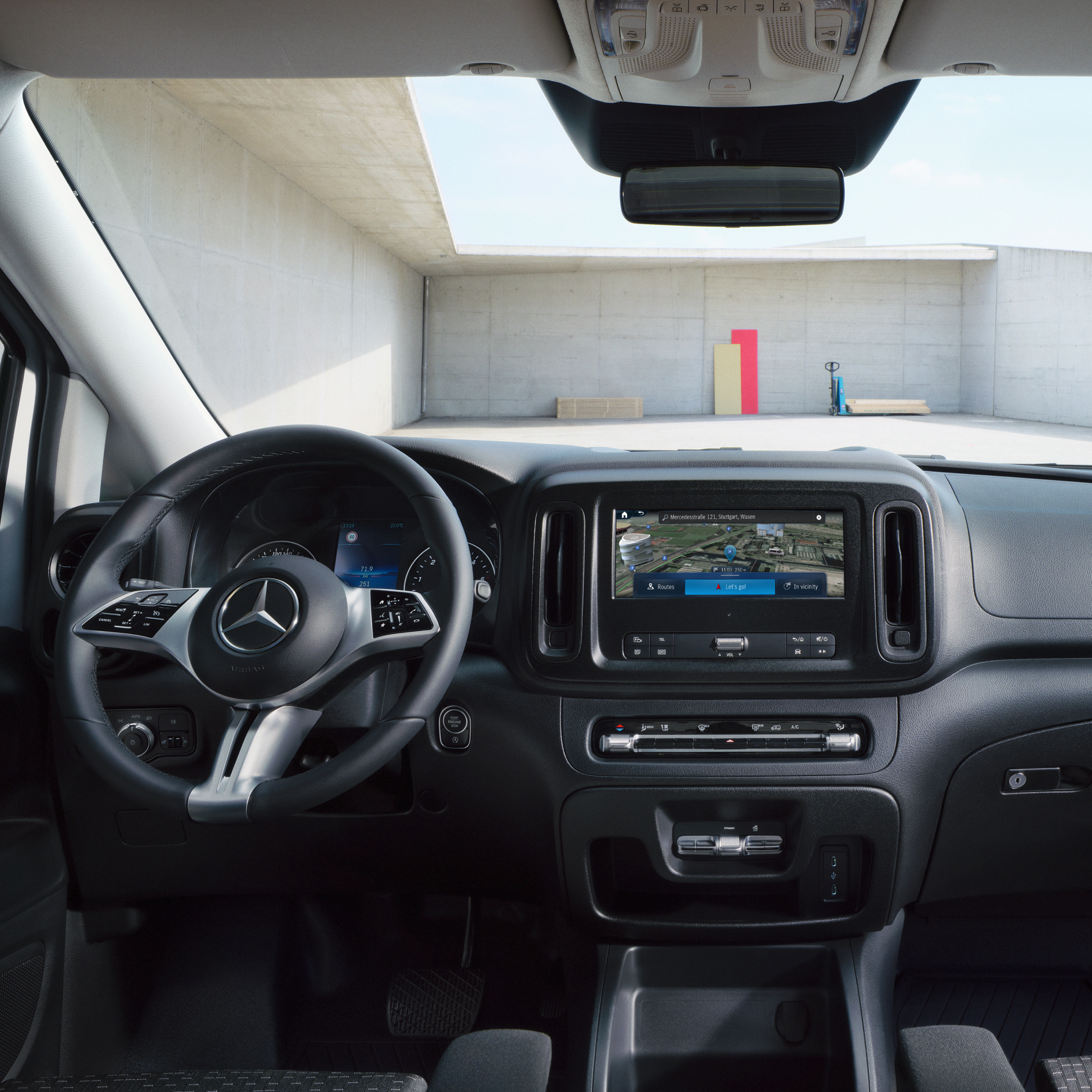 Navigation for Parking | Digital Extras | Mercedes-Benz The Navigation for Parking Digital Extra in the MBUX multimedia system in the Mercedes-Benz Vito.