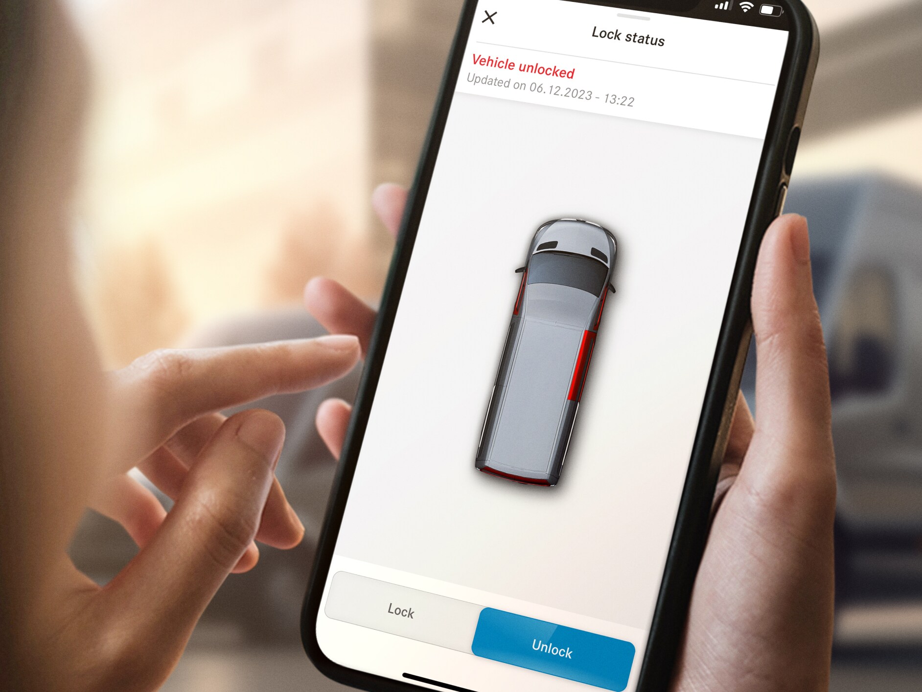 The Remote Door Locking and Unlocking function on a smartphone.